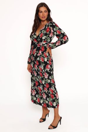 Minelli Pleat Midi Skirt – Black Rose