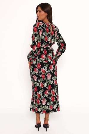 Minelli Pleat Midi Skirt – Black Rose