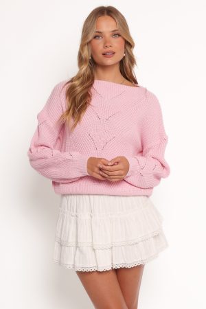 Mora Open Stitch Knit Sweater – Pale Pink
