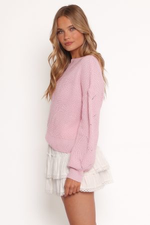 Mora Open Stitch Knit Sweater – Pale Pink