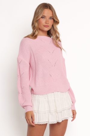 Mora Open Stitch Knit Sweater – Pale Pink