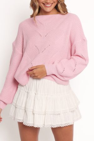 Mora Open Stitch Knit Sweater – Pale Pink