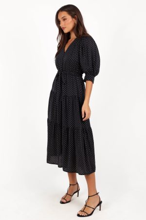 Moscow Midi Dress – Black Polka Dot