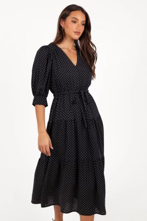 Moscow Midi Dress – Black Polka Dot