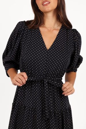 Moscow Midi Dress – Black Polka Dot