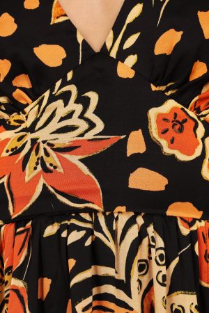 Nadalyn Midi Dress – Black/Multi