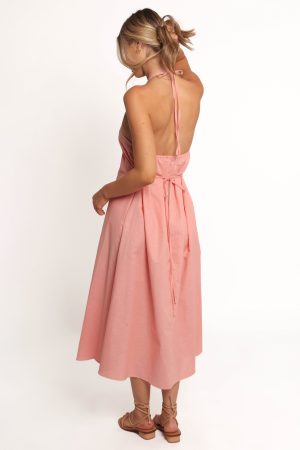 Nadine Halterneck Midi Dress – Pink