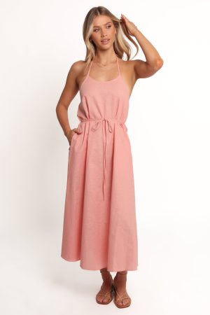 Nadine Halterneck Midi Dress – Pink