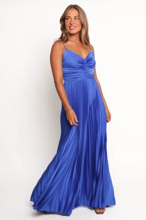 Naira Pleated Maxi Dress – Blue