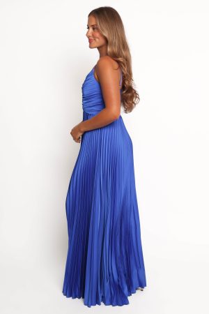 Naira Pleated Maxi Dress – Blue