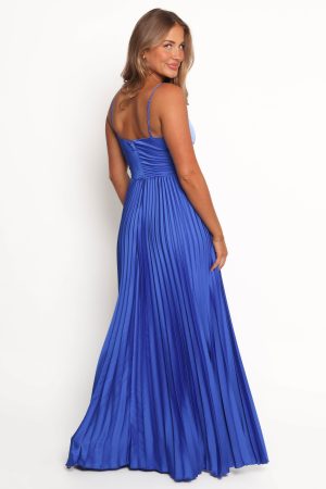 Naira Pleated Maxi Dress – Blue