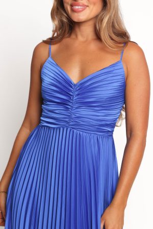 Naira Pleated Maxi Dress – Blue