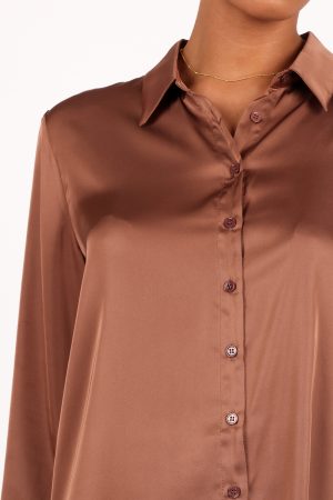 Narissa Satin Shirt – Banksia Brown