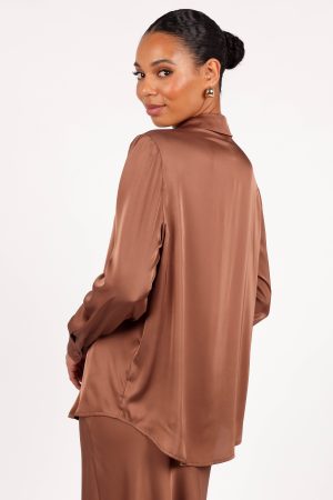 Narissa Satin Shirt – Banksia Brown
