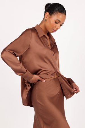 Narissa Satin Shirt – Banksia Brown