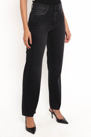 Nathan High Rise Relaxed Straight Jean – Washed Black