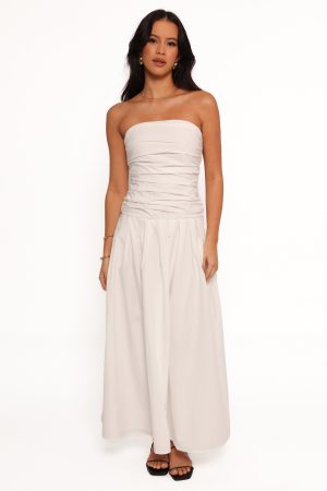 Nell Strapless Maxi Dress – White