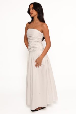 Nell Strapless Maxi Dress – White