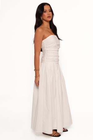 Nell Strapless Maxi Dress – White