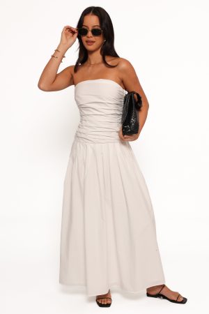Nell Strapless Maxi Dress – White