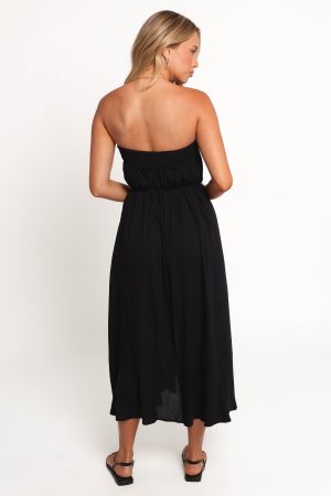 Nerea Midi Strapless Dress – Black