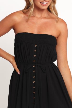 Nerea Midi Strapless Dress – Black