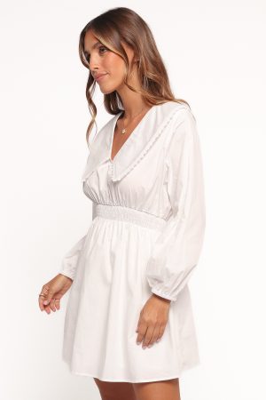 Nerida Long Sleeve Mini Dress – White