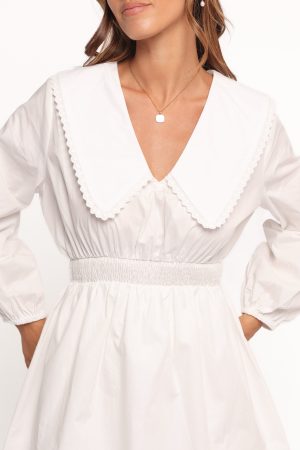 Nerida Long Sleeve Mini Dress – White