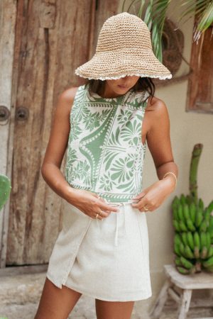 Siena Wrap Mini Skirt – Oatmeal