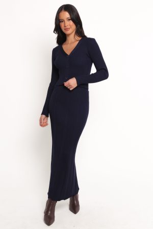 Neya Knit Skirt Set – Navy