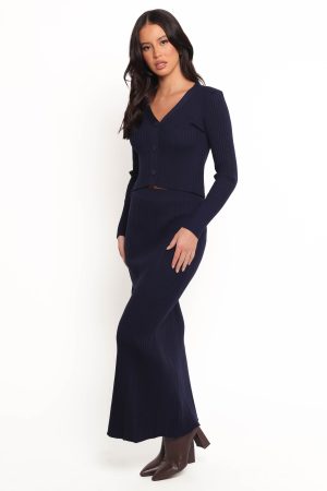 Neya Knit Skirt Set – Navy