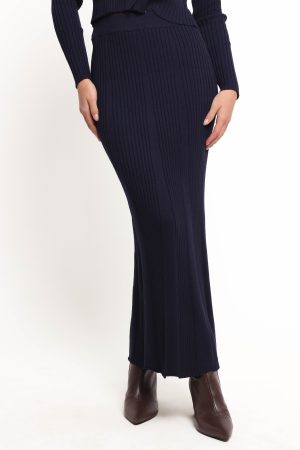 Neya Knit Skirt Set – Navy