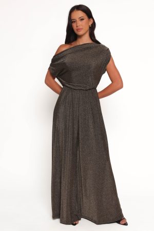 Noelle Jumpsuit – Gold Black