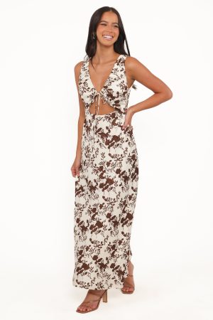 Noemi Maxi Dress – Brown Floral
