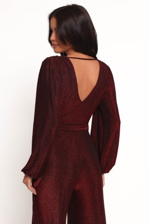 Nora Long Sleeve Jumpsuit – Red