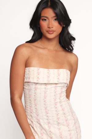 Norma Strapless Midi Dress – Pink Floral