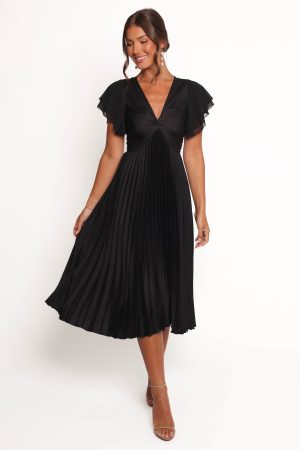 Nova Flutter Sleeve Dress – Black