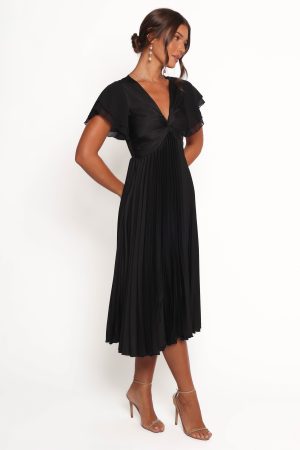 Nova Flutter Sleeve Dress – Black