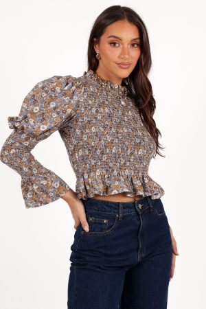 Novah Long Sleeve Top – Olive Floral