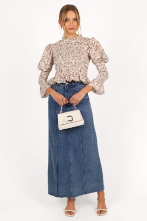 Novah Long Sleeve Top – White Floral