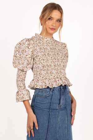 Novah Long Sleeve Top – White Floral