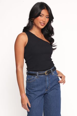 Nysa One Shoulder Top – Black