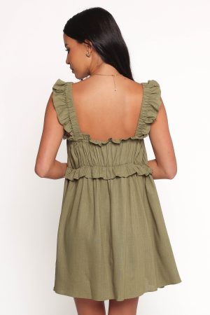 Orion Frill Strap Mini Dress – Olive