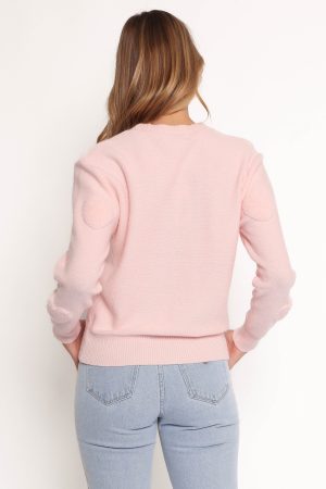 Orlenda Heart Knit Sweater – Pale Pink