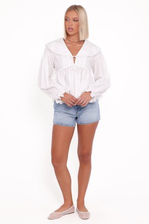 Orly Lace Trim Top – Off White