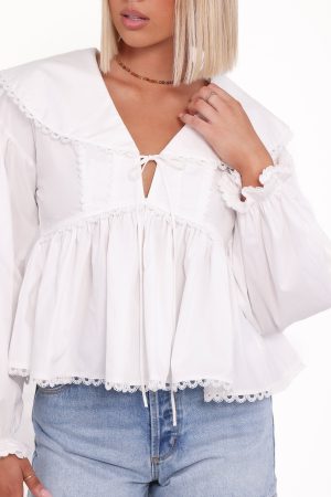 Orly Lace Trim Top – Off White