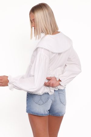 Orly Lace Trim Top – Off White