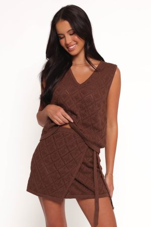 Palma Knit Mini Skirt – Chocolate