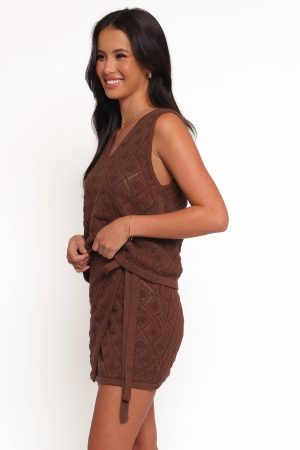 Palma Knit Mini Skirt – Chocolate