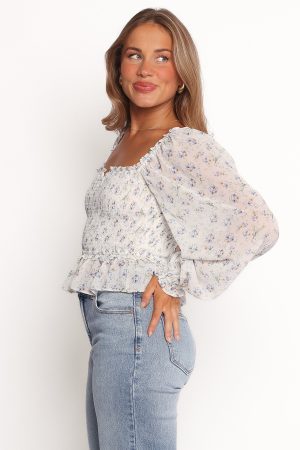 Paloma Long Sleeve Top – Blue Floral